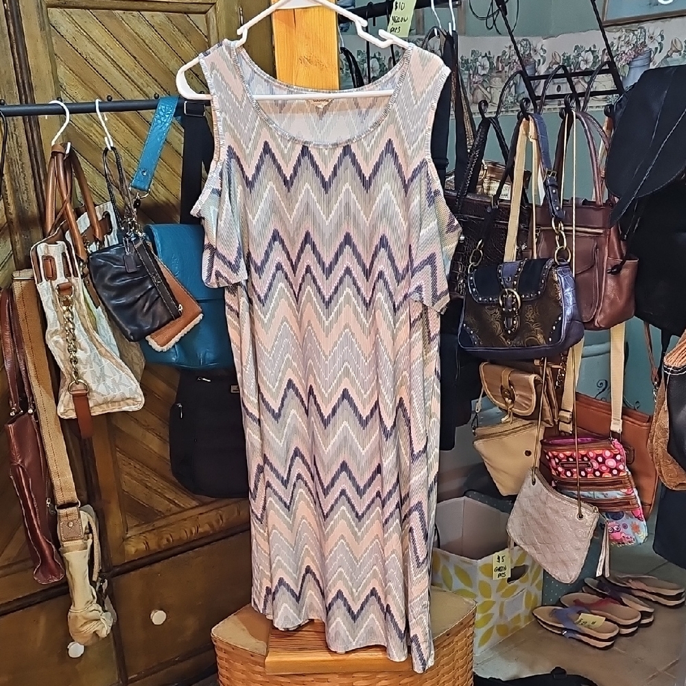 Muli Color Asymmetrical Sheath Dress with Cold Shoulder